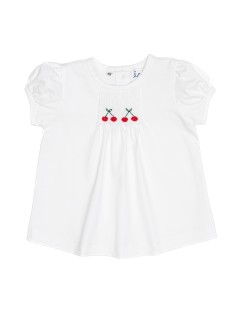 T-shirt in jersey con ricamo ciliegie