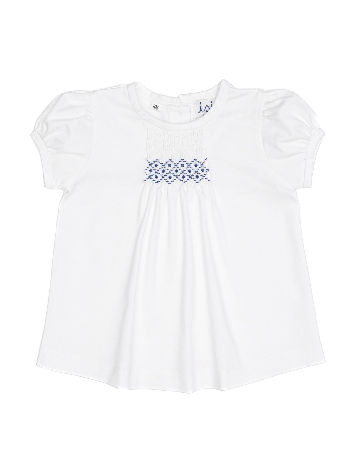 T-shirt in jersey con ricamo a nido d'ape