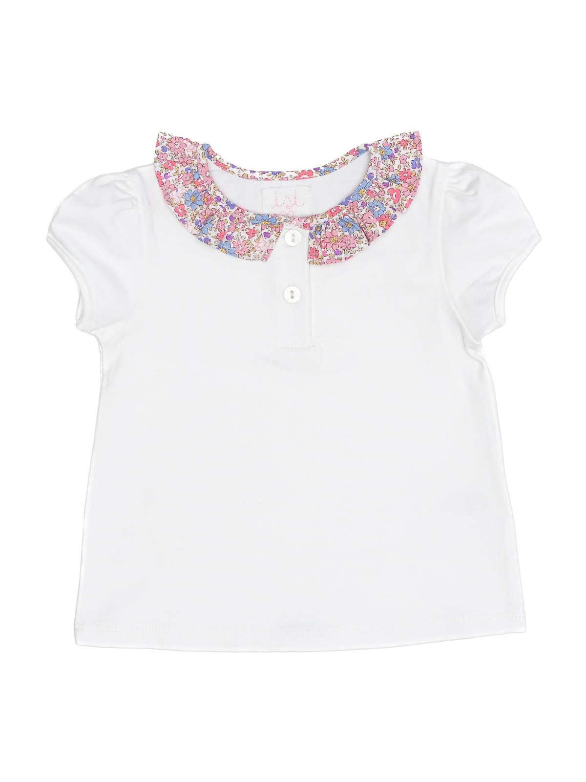 jersey polo with printed collar frill
