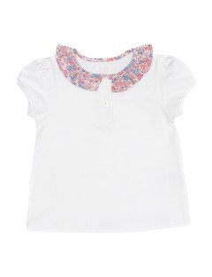 jersey polo with printed collar frill