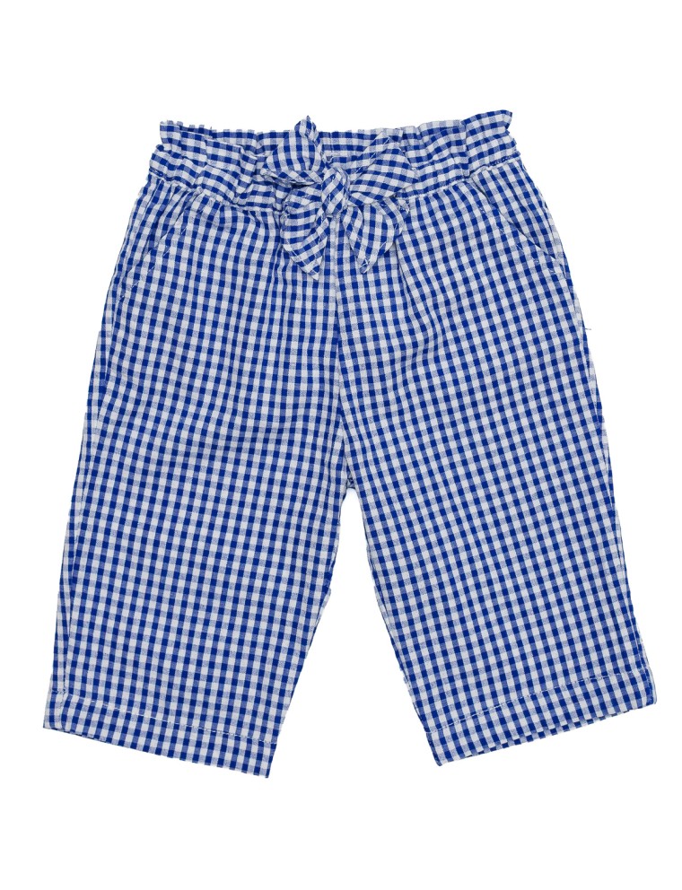 pantalone 3/4 a quadretti goffrati 