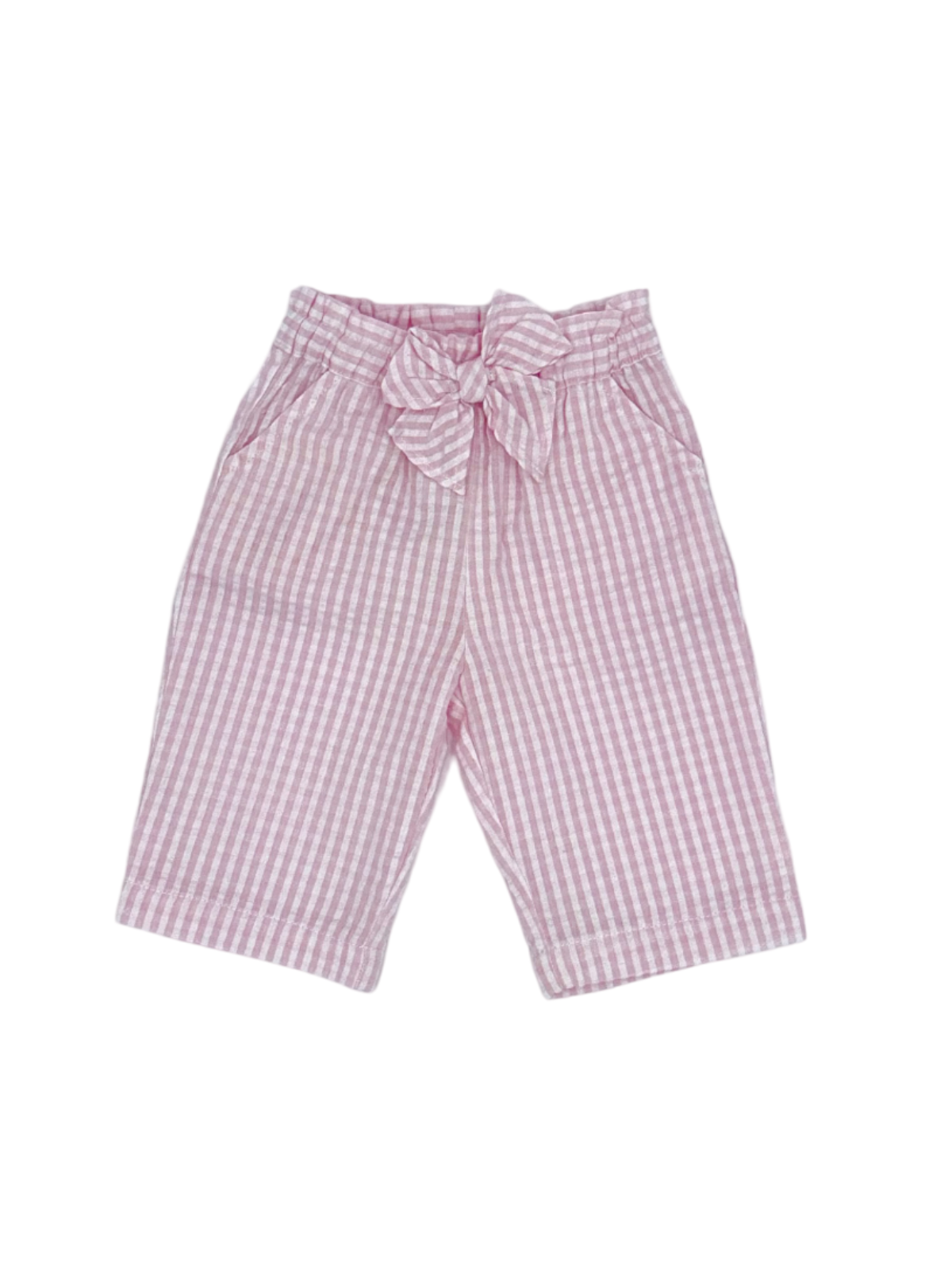 pantalone 3/4 a quadretti goffrati 