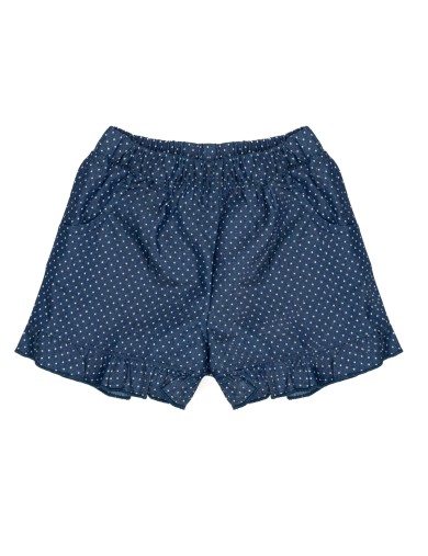 shorts in tela di cotone denim a pois