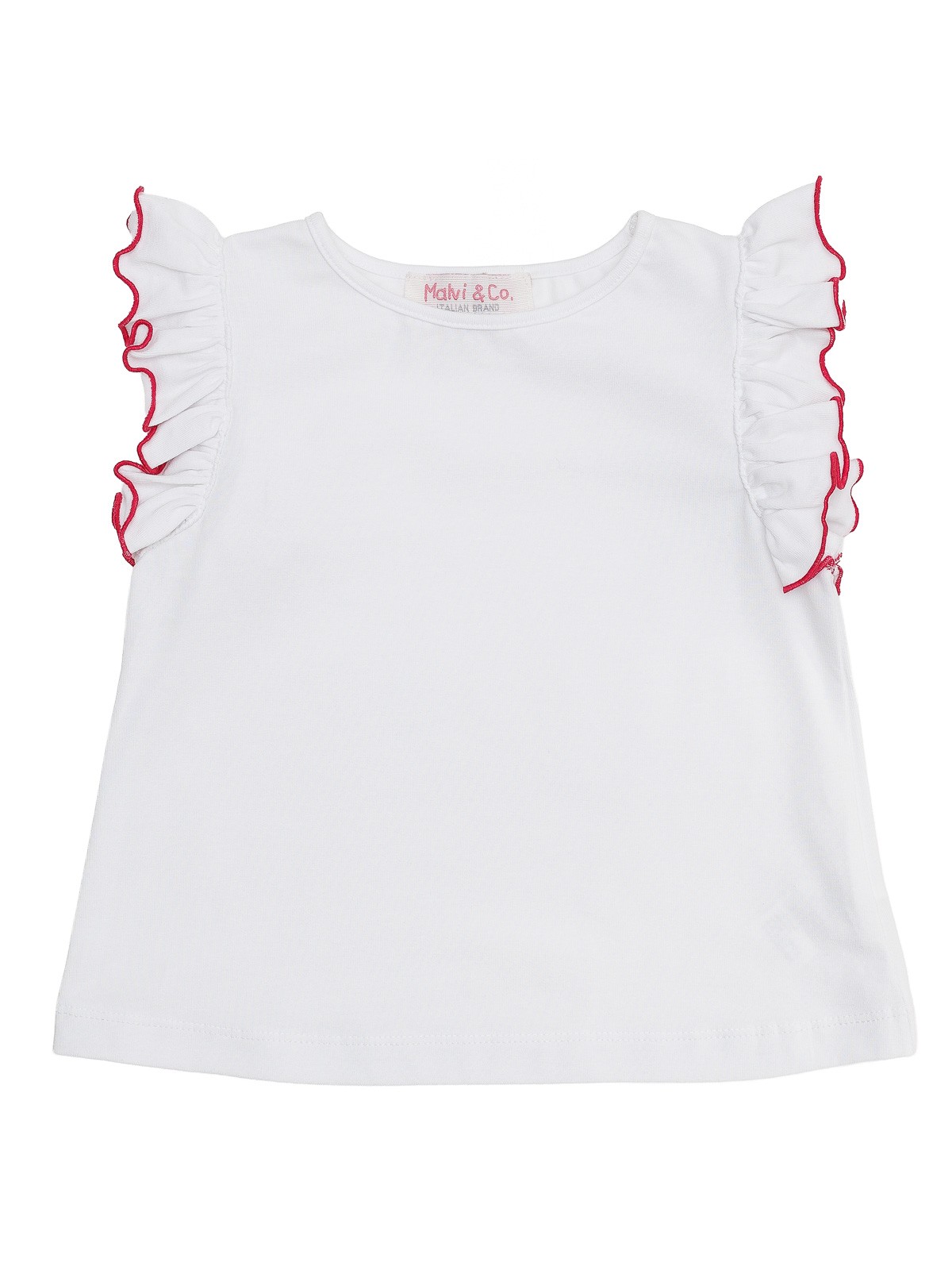 T-shirt in jersey on frill sulle maniche