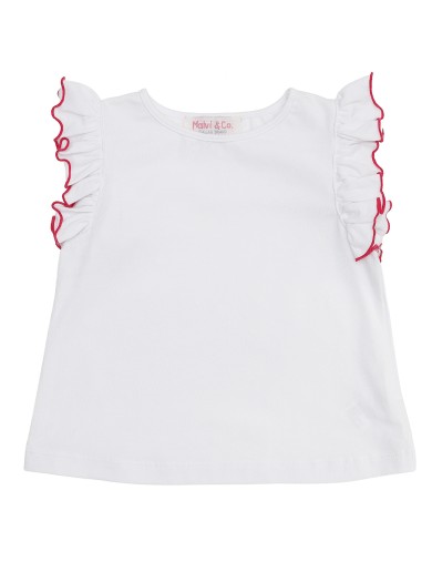 Jersey T-shirt with frills on sleeves