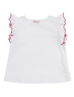 T-shirt in jersey on frill sulle maniche