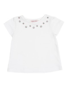 Jersey T-shirt with embroidery with double flowers