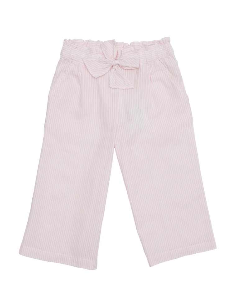 pantaloni 3/4 a righe goffrate