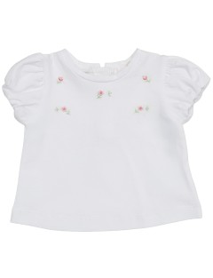 T-shirt in jersey con ricamo boccioli di rosa