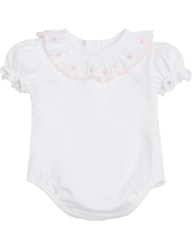 body in jersey con ricamo fiori sul collo