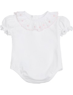 body in jersey con ricamo fiori sul collo