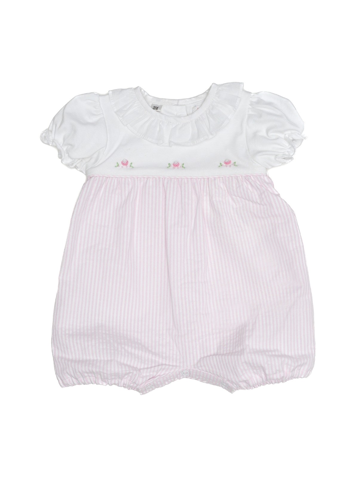 sleeves seersucker stripes romper with smock