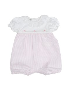 pagliaccetto bimba in jersey e righe goffrate con ricamo