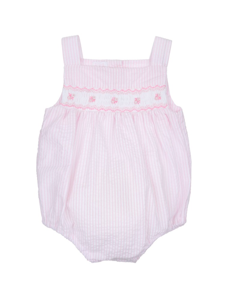 pagliaccetto bimba a righe goffrate con smock