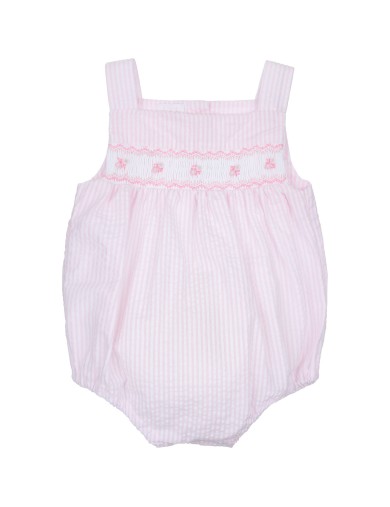 pagliaccetto bimba a righe goffrate con smock
