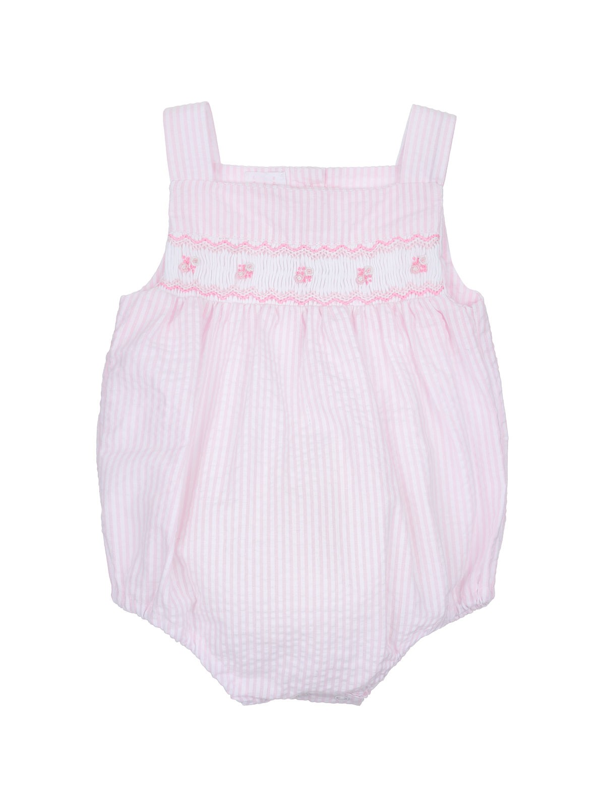 sleeves seersucker stripes romper with smock