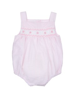 pagliaccetto bimba a righe goffrate con smock