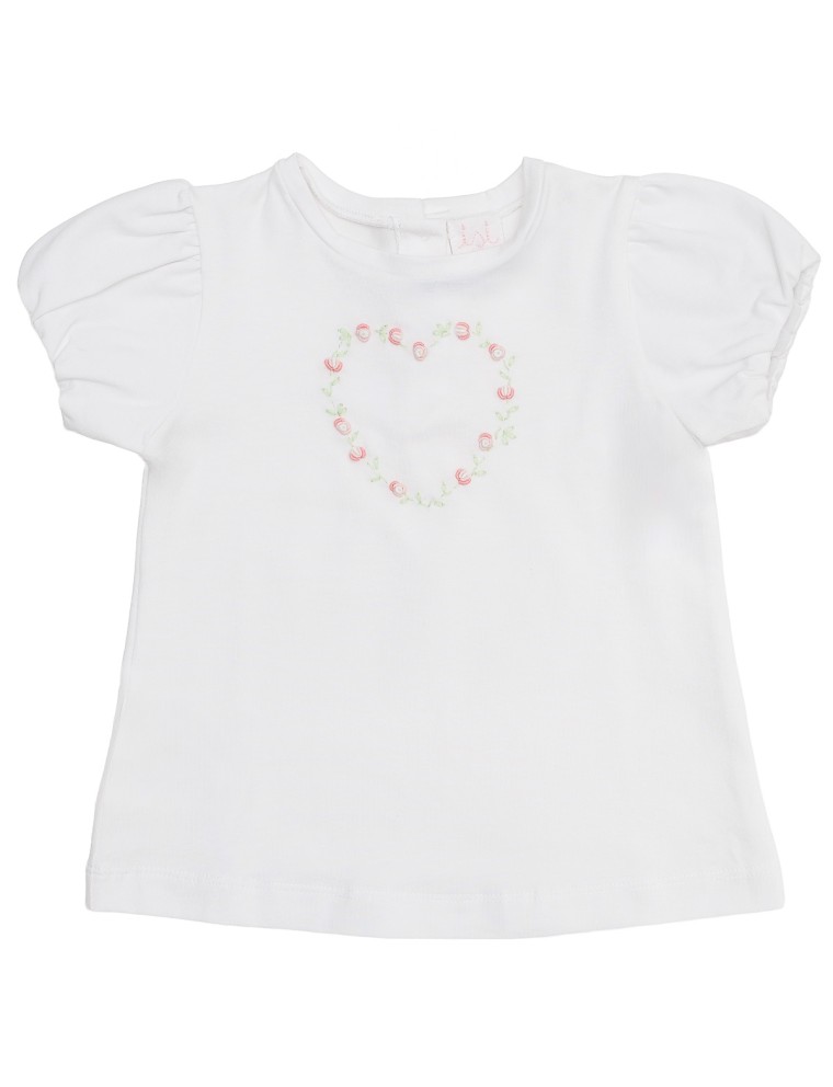 T-shirt in jersey con ricamo cuore