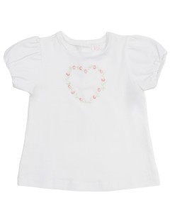T-shirt in jersey con ricamo cuore