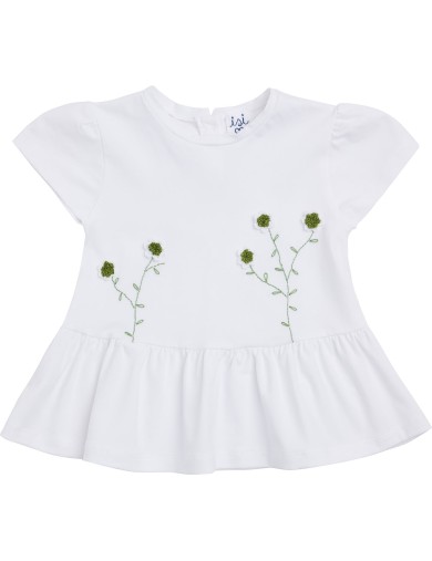 jersey T-shirt with crocheted flowers