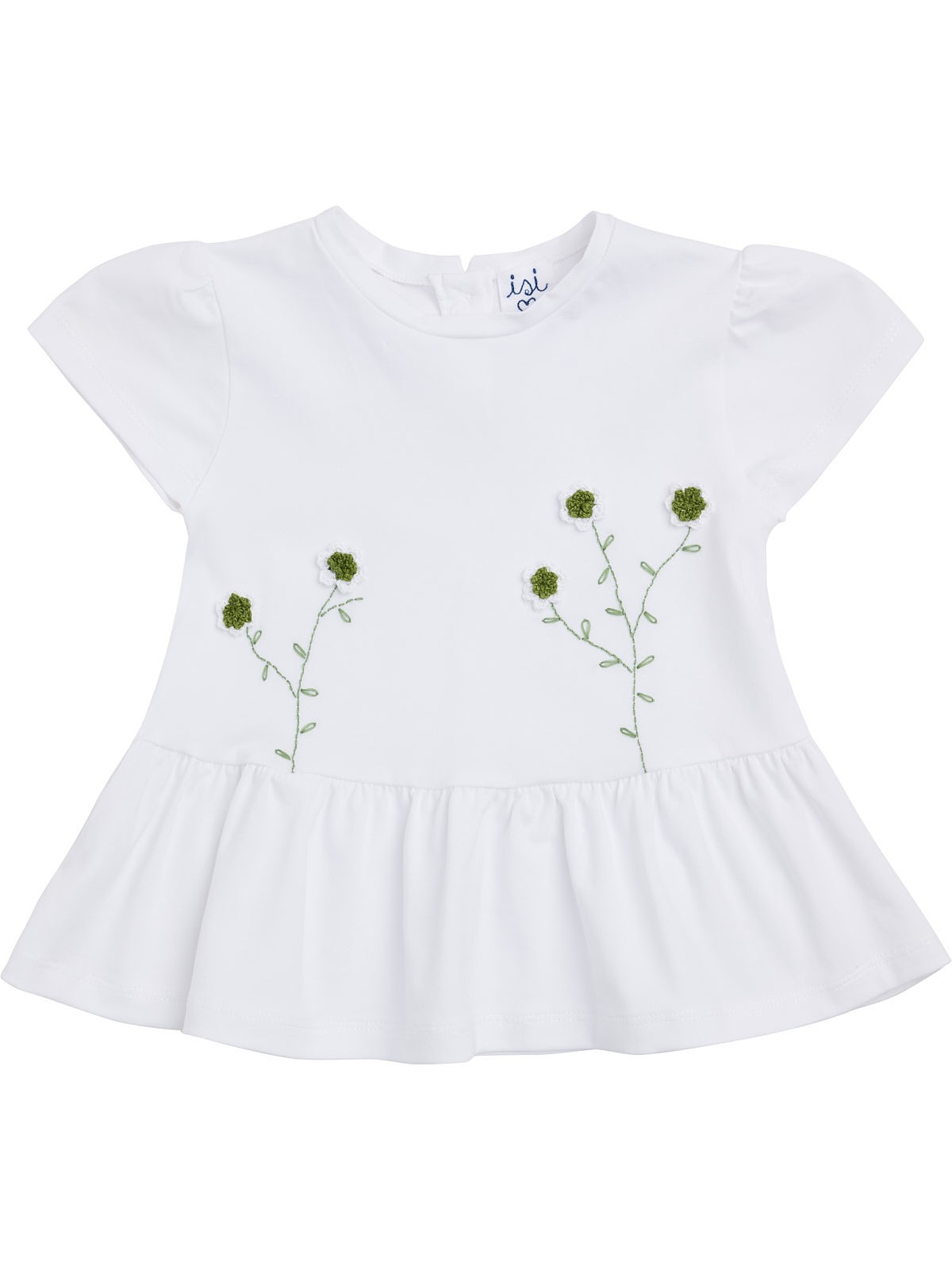 jersey T-shirt with crocheted flowers