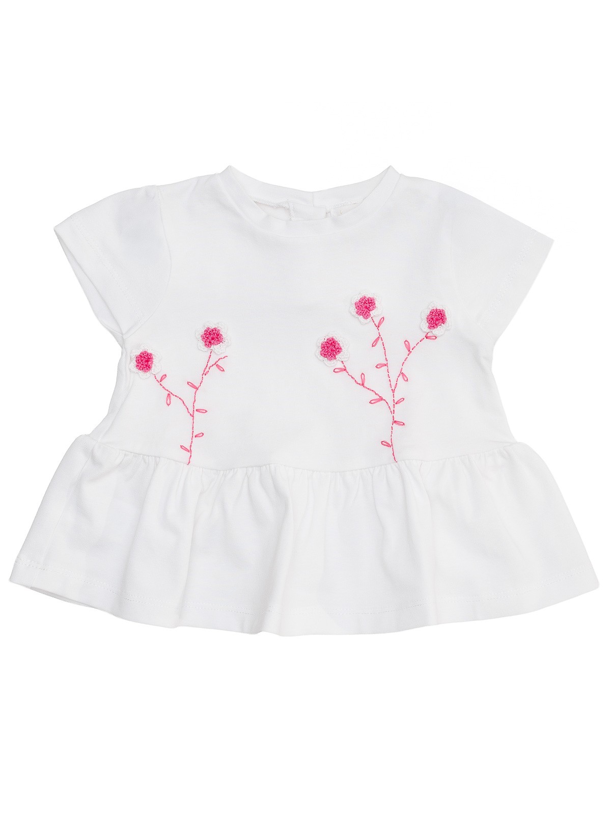 T-shirt in jersey con fiori all'uncinetto