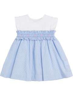 sleeveless microstripes and jersey dress with smock