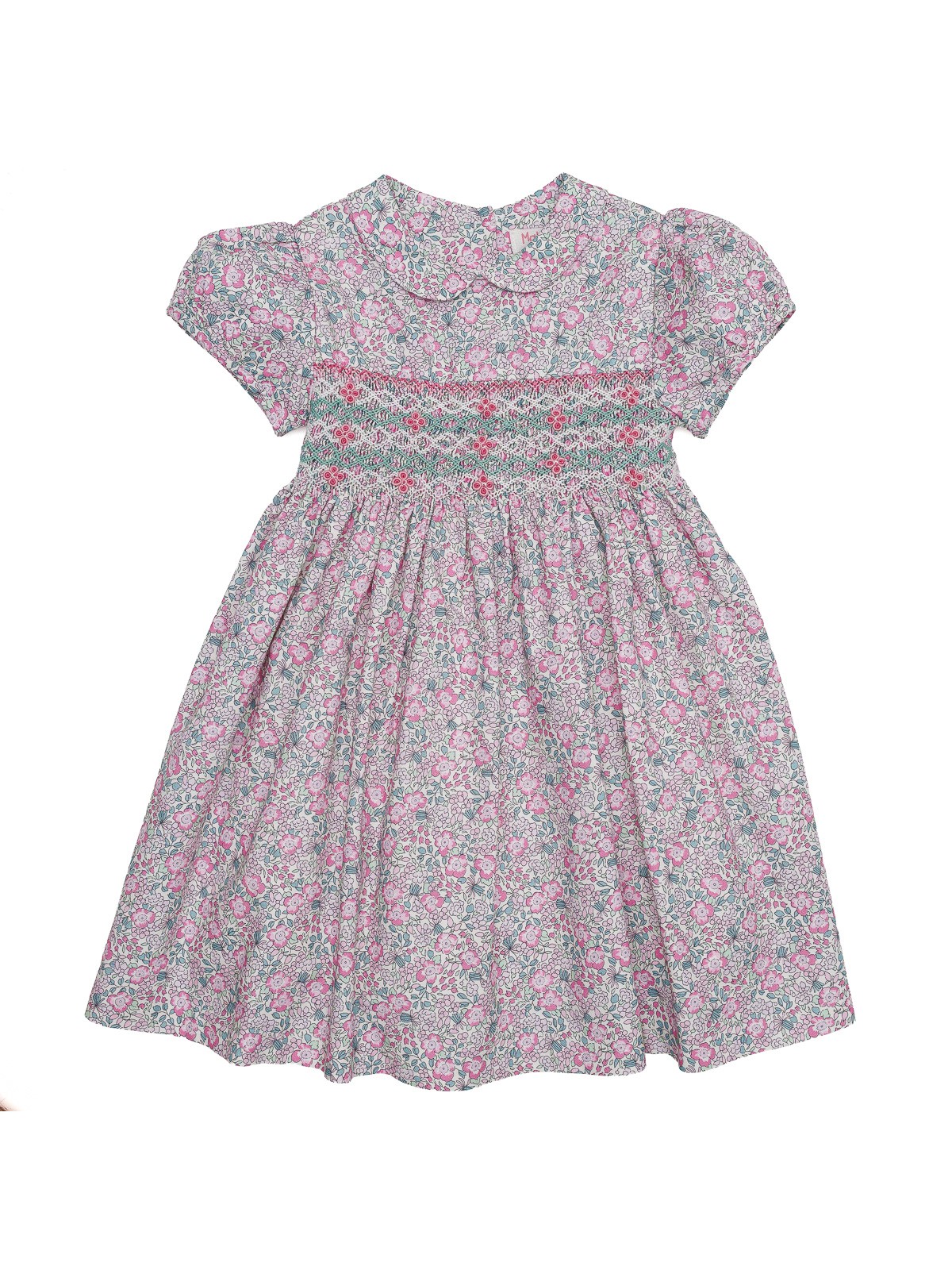 fashion printed twill dress with smock