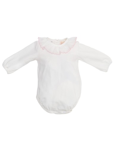 body in jersey con frill e ricamo sul colletto - Malvi&Co, linea New Born