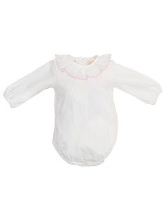 jersey body with frill and embroidery on collar- Malvi&Co, New Born line