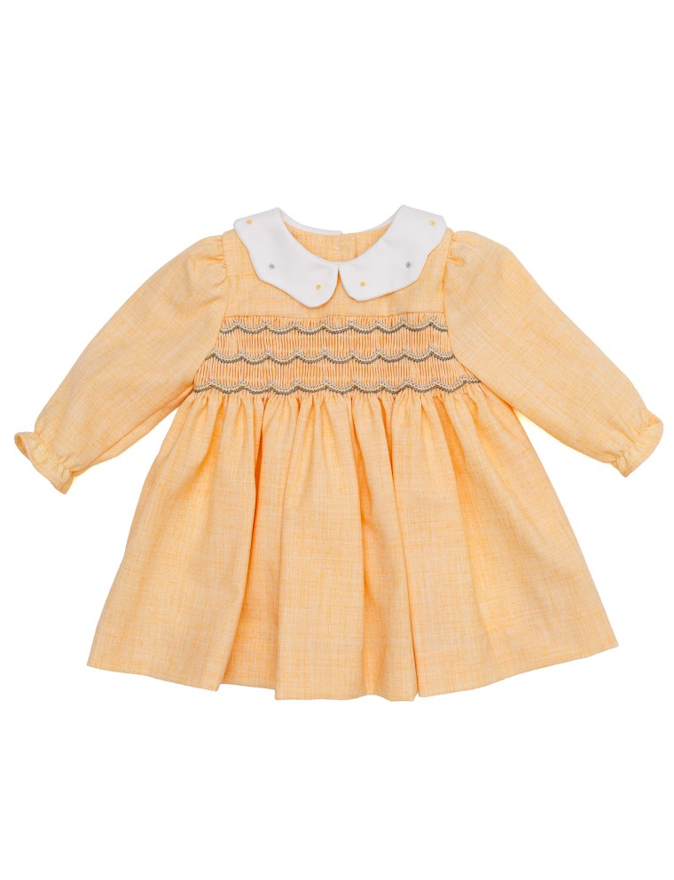 vestito in flanella con smock A MANICA LUNGA