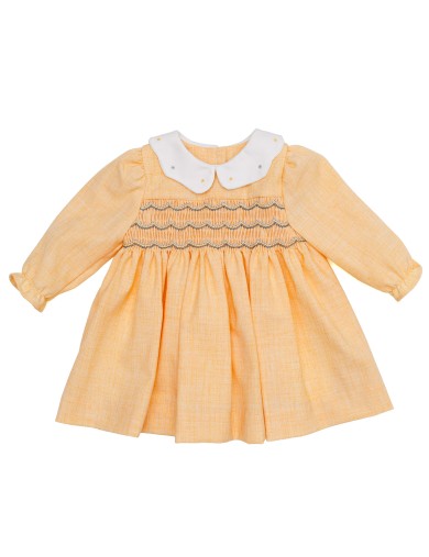 vestito in flanella con smock A MANICA LUNGA