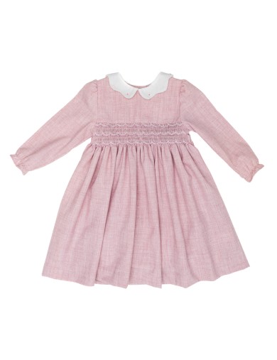 vestito in flanella con smock A MANICA LUNGA