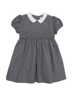 flannel dress with scallops and embroidery on top