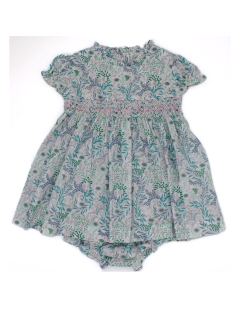 vestito in tessuto stampato a fiori con smock e MANICA CORTA