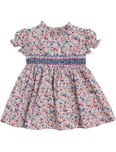 vestito in tessuto stampato a fiori con smock e MANICA CORTA