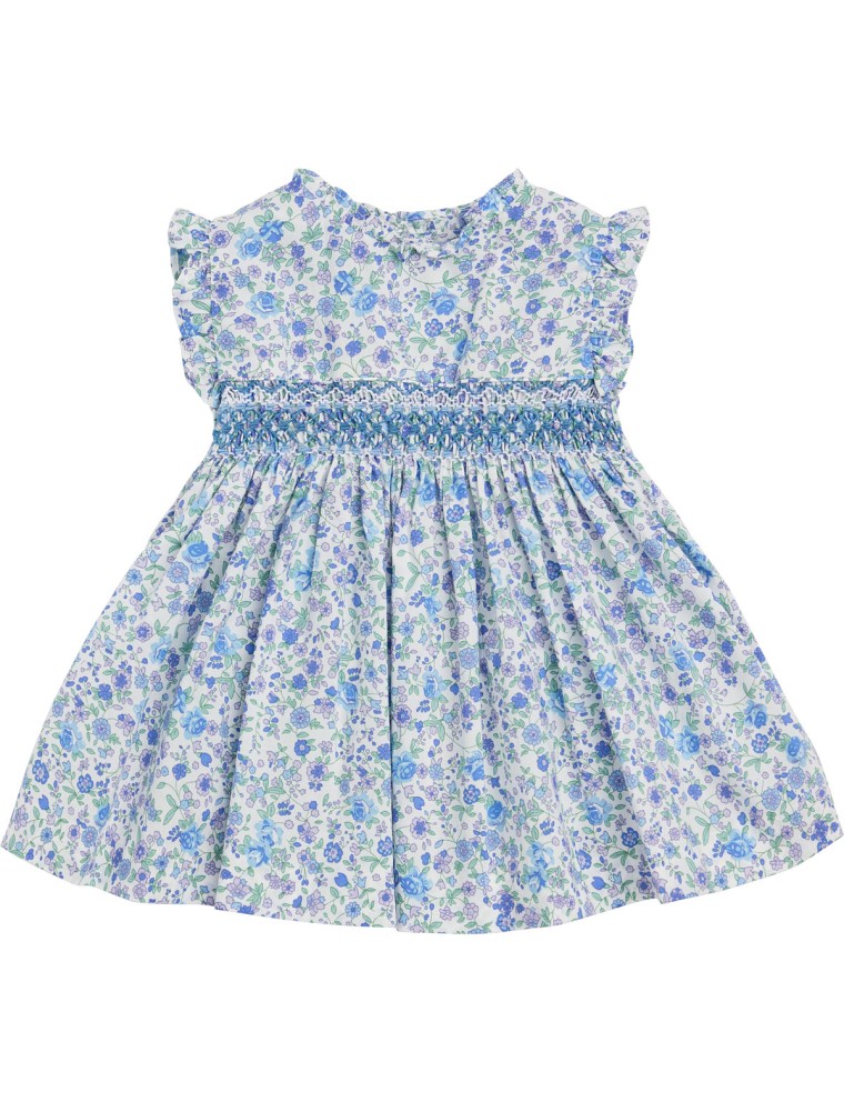 vestito in tessuto stampato a fiori con smock