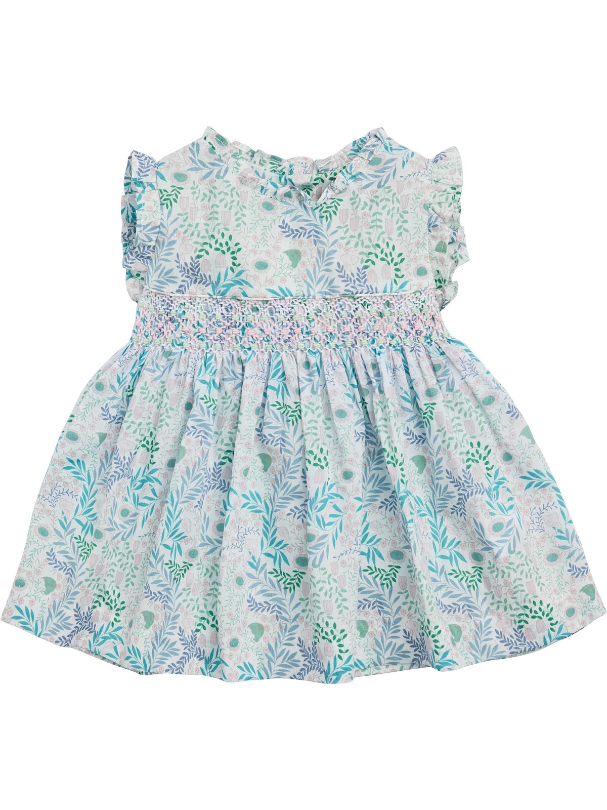 vestito in tessuto stampato a fiori con smock