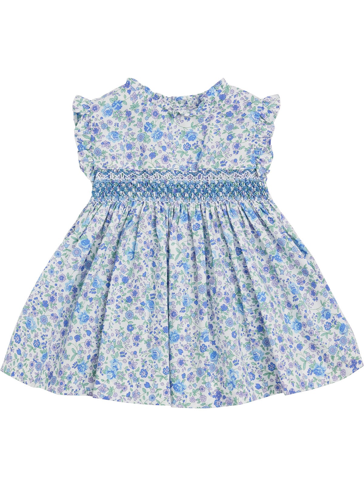 vestito in tessuto stampato a fiori con smock