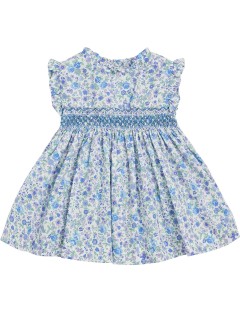 vestito in tessuto stampato a fiori con smock