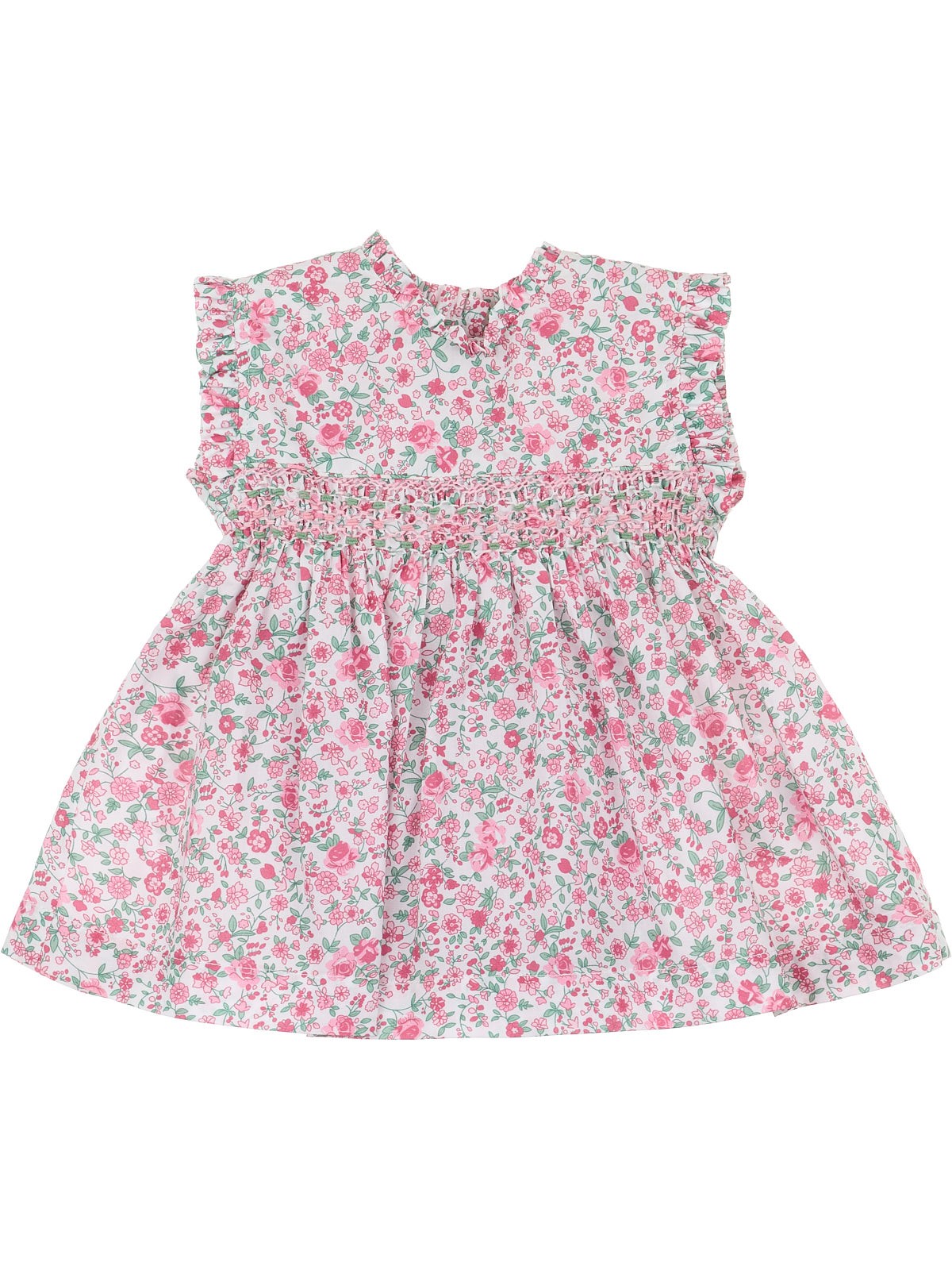 vestito in tessuto stampato a fiori con smock