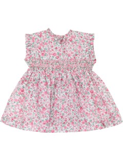 vestito in tessuto stampato a fiori con smock