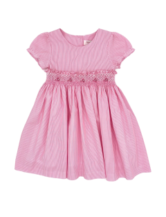 microstripes dress with smock and SHORT SLEEVES