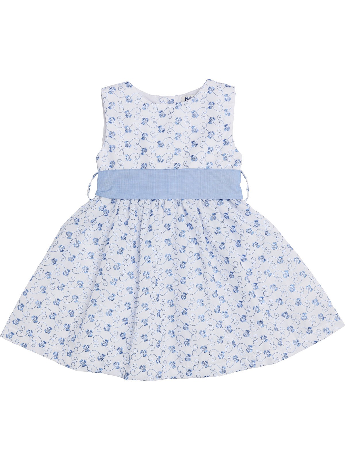 punched fabric dress with fil a fil belt