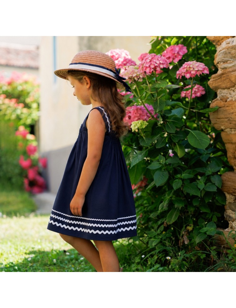 vestito in jersey con bretelle e rifiniture