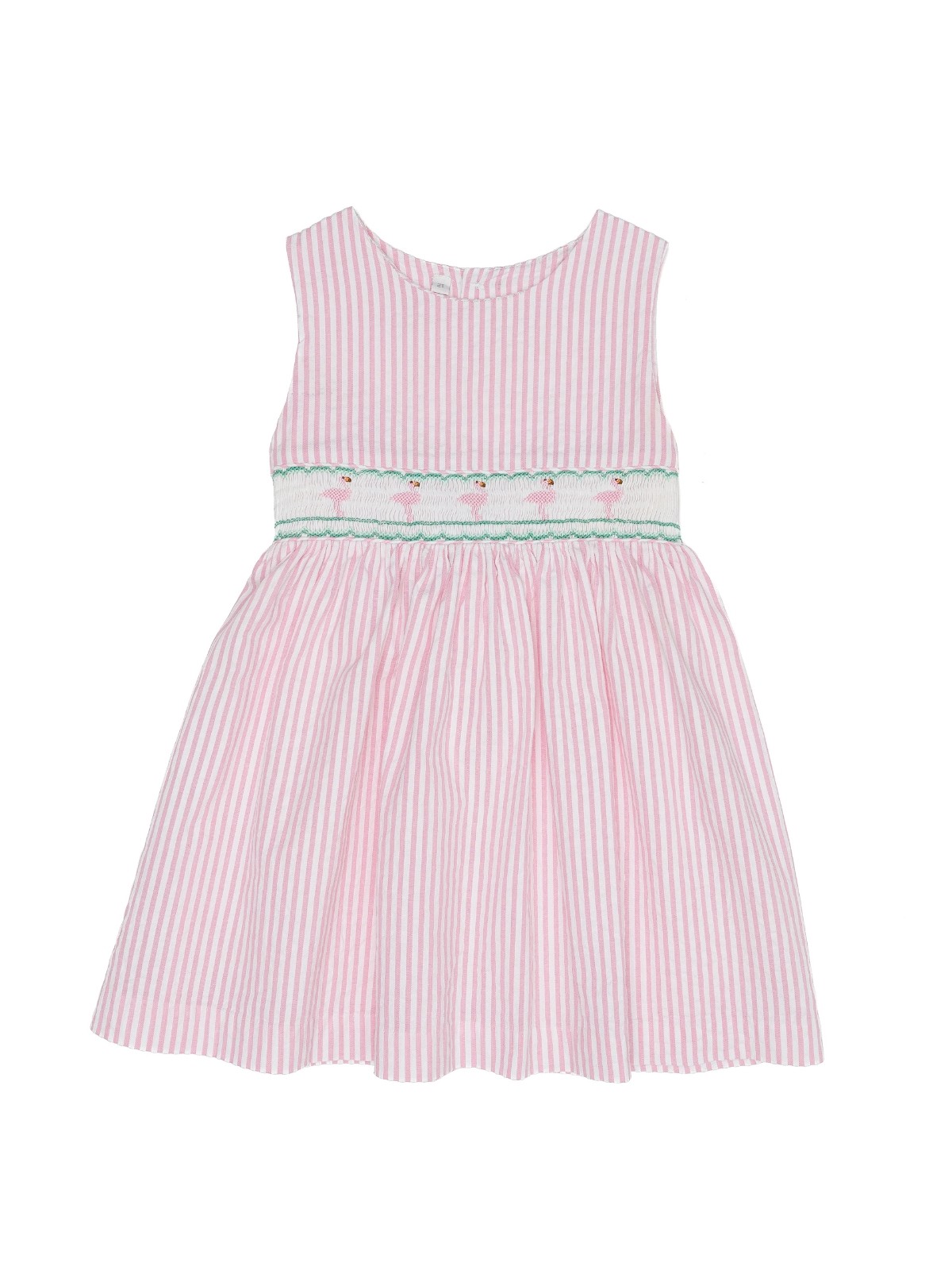 vestito a righe goffrate con smock