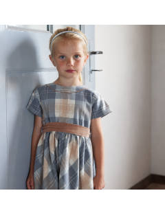 vestito in tartan moda con cintura in velluto 3000 righe