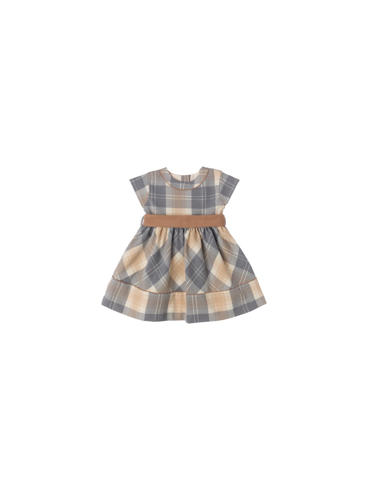 vestito in tartan moda con cintura in velluto 3000 righe
