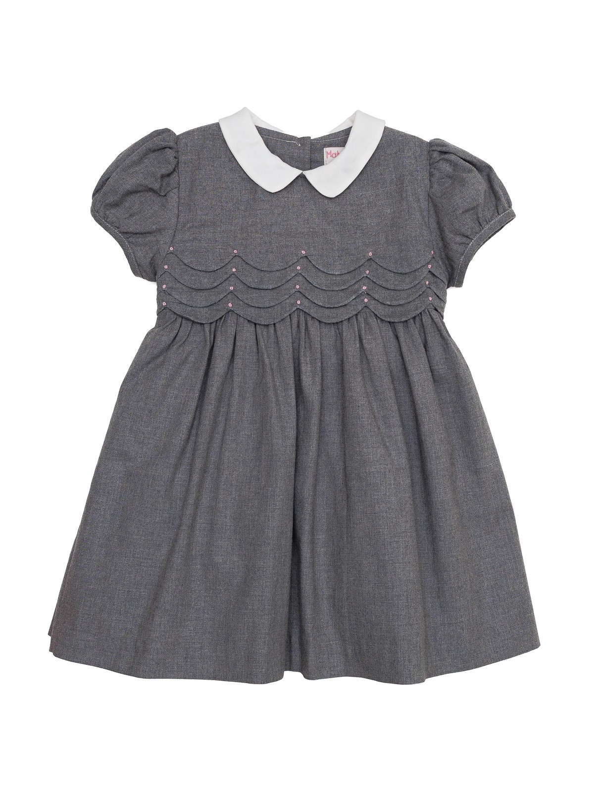 flannel dress with scallops and embroidery on top