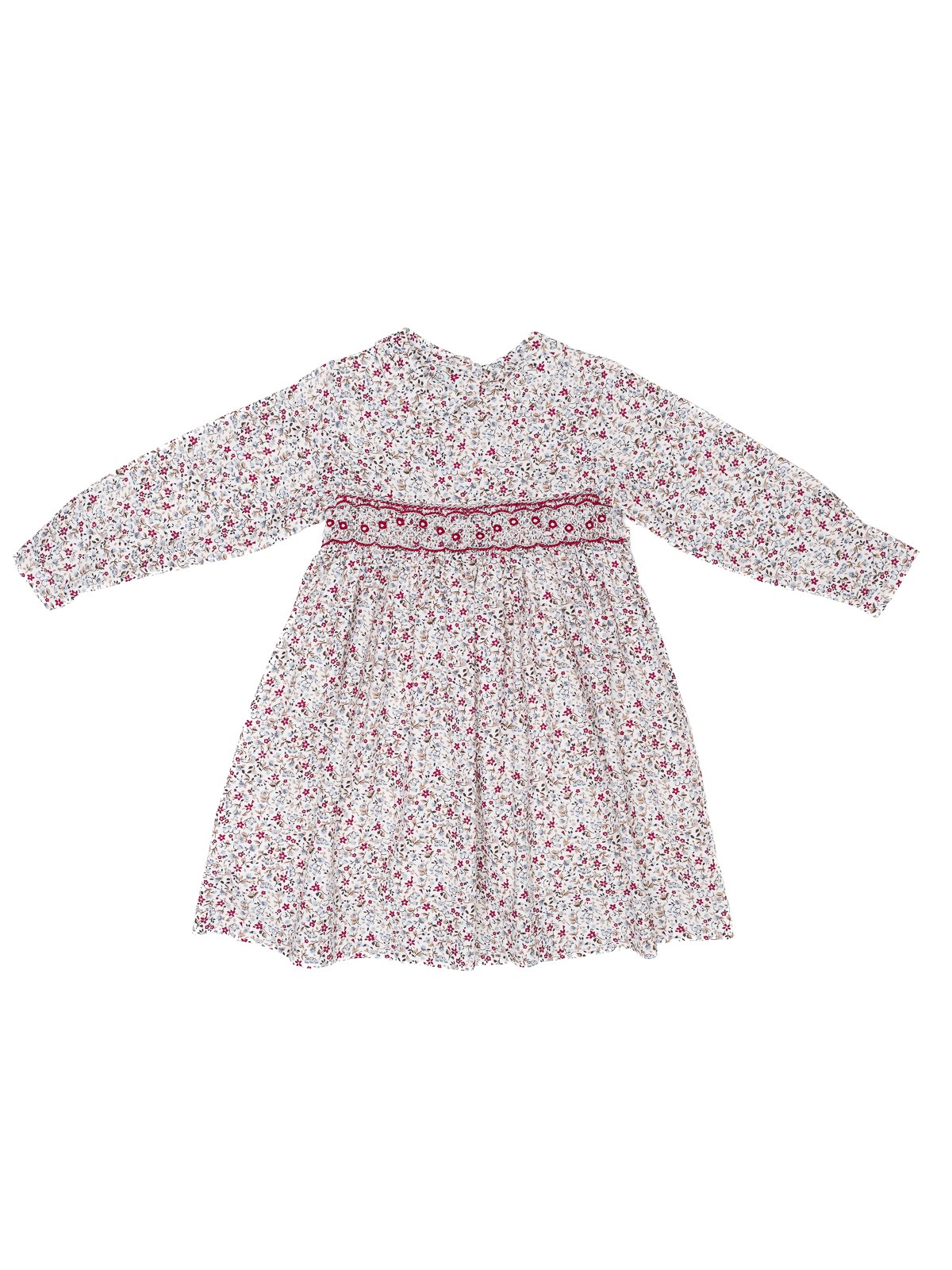 vestito in tessuto stampato con smock a MANICA LUNGA 